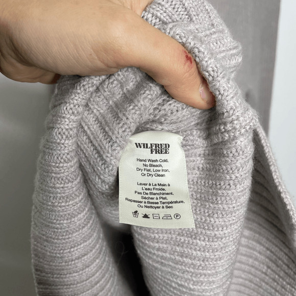 WILFRED FREE Wolter Sweater Waffle knit V neck sweater Heather Birch WOMENS M - Picture 6 of 7